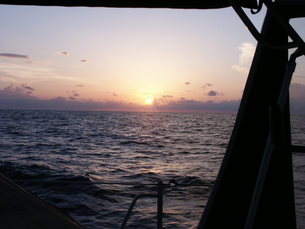 Sailing while sun setting